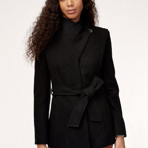 Aritzia Babaton Spencer black wool belted peacoat